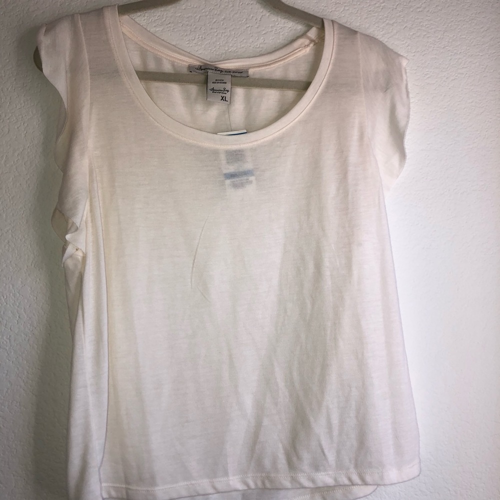 Cream tee with flutter sleeves